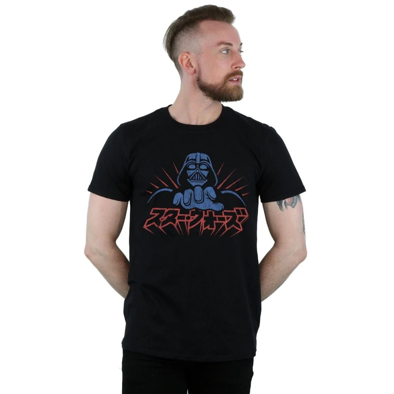 Image of Star Wars Star Wars Men Kanji Darth Vader T-Shirt in Black Size: Small Black S Male 5059276838447