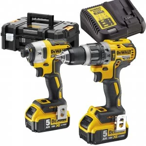 Image of DEWALT DCK266P2T 18v XR Cordless Combi Drill and Impact Driver TSTAK Kit 2 x 5ah Li-ion Charger Case