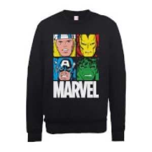 Image of Marvel Multi Colour Main Tile Mens Black Sweatshirt - S - Black