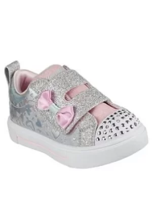 Image of Skechers Girls Twinkle Sparks Sparkle Heather Lo-Top Trainer, Grey, Size 7 Younger