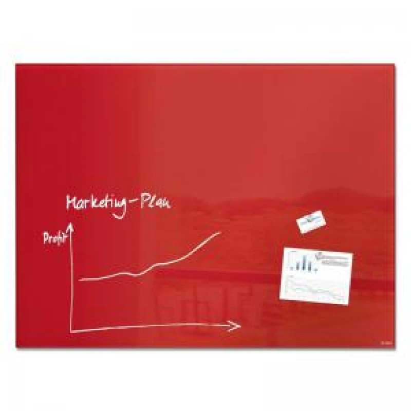 Image of Wall Mounted Magnetic Glass Board 1200x900x18mm - Red