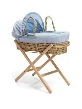 Image of Clair De Lune Waffle Blue Palm & Natural Folding Stand, Blue