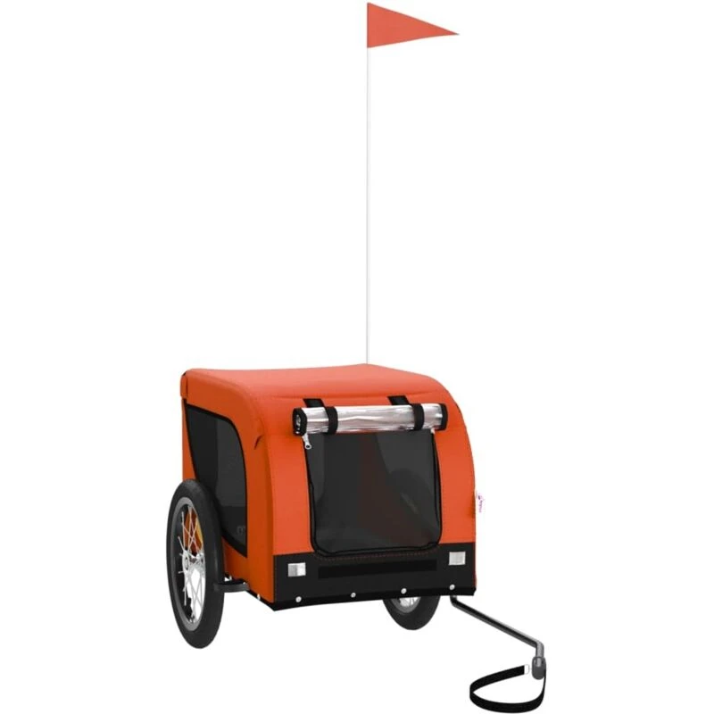 Image of VIDAXL Vidaxl - Pet Bike Trailer Orange and Black Oxford Fabric and Iron 93998
