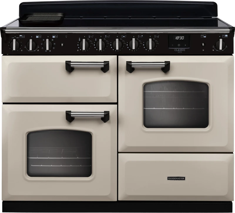 Image of Rangemaster CLDLO110EIPPCR/CM1 Classic Deluxe OC 110cm Induction Range Cooker Chrome Trim 14762 - Pale CREAM CLDLO110EIPPCR/CM1