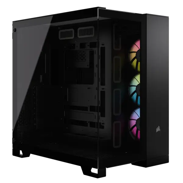Image of CORSAIR iCUE LINK 6500X RGB Mid-Tower Dual Chamber PC Case - Black - Two Tempered Glass Panels - 3x RX120 RGB Fans Included - CC-9011269-WW