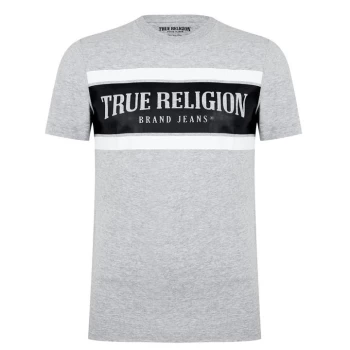 Image of True Religion Arch Stripe Logo T Shirt - Grey