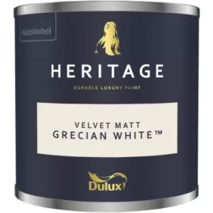 Image of Dulux Heritage Velvet Matt Grecian White Matt Emulsion Paint 125ml