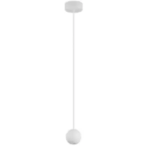 Image of Burbank Slim Pendant Ceiling Light White Aluminium White Fabric Wire LED 4.5W 220Lm 3000K - Merano