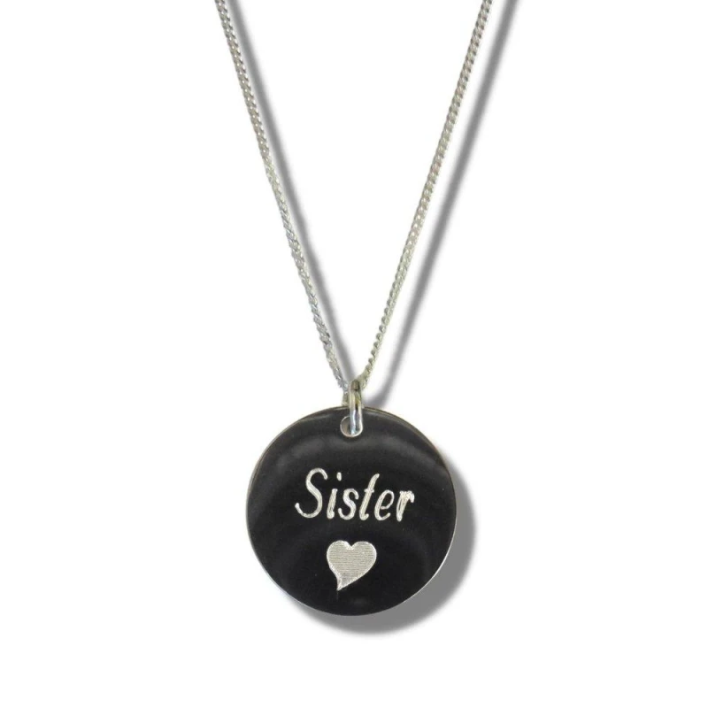 Image of Aye Do Gifts Sister Disc Necklace & Heart Symbol 5299-VN-NP-NK Silver female 16