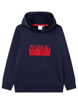 Image of Hugo Boss Logo Pullover Hoodie Navy Size 8 Years Kids