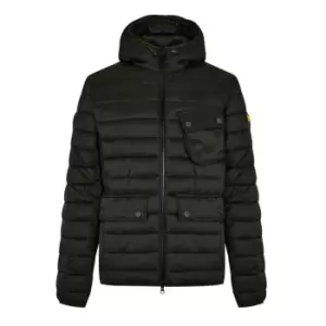 Image of Barbour International Racer Ouston Hooded Quilted Jacket - Green