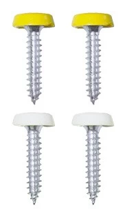 Image of Number Plate Plastic Top Screws - White & Yellow - Pack Of 4 PWN566 WOT-NOTS