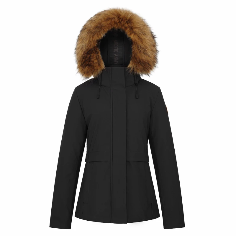 Image of Arctic Army Womens Hooded Long Sleeve Weather Resistant Parka Black female 8 (XS)