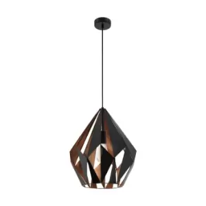 Image of Hanging Ceiling Pendant Light Black & Copper Geometric 60W E27 Modern Feature