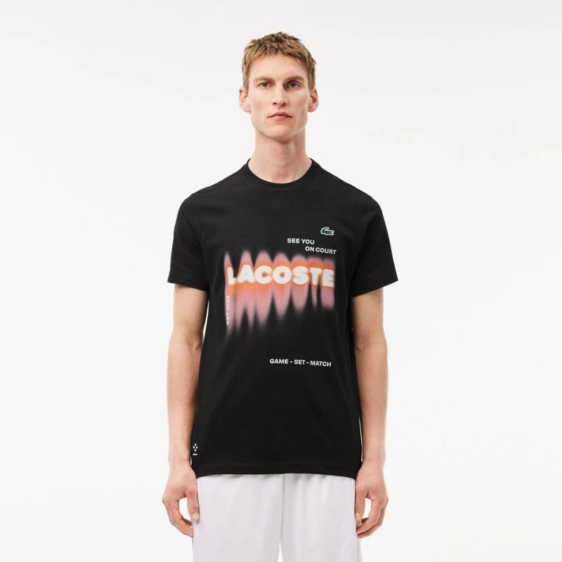 Image of Lacoste Tennis X Daniil Medvedev T-Shirt Black male XS