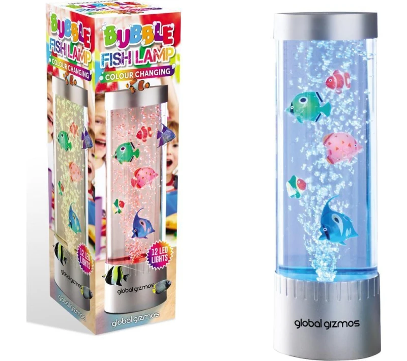 Image of GLOBAL GIZMOS Fish Water Bubble Lamp - Silver 5025301551193