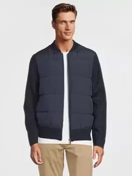 Image of Ted Baker Spores Padded Zip Thru Shirt, Navy, Size 5, Men