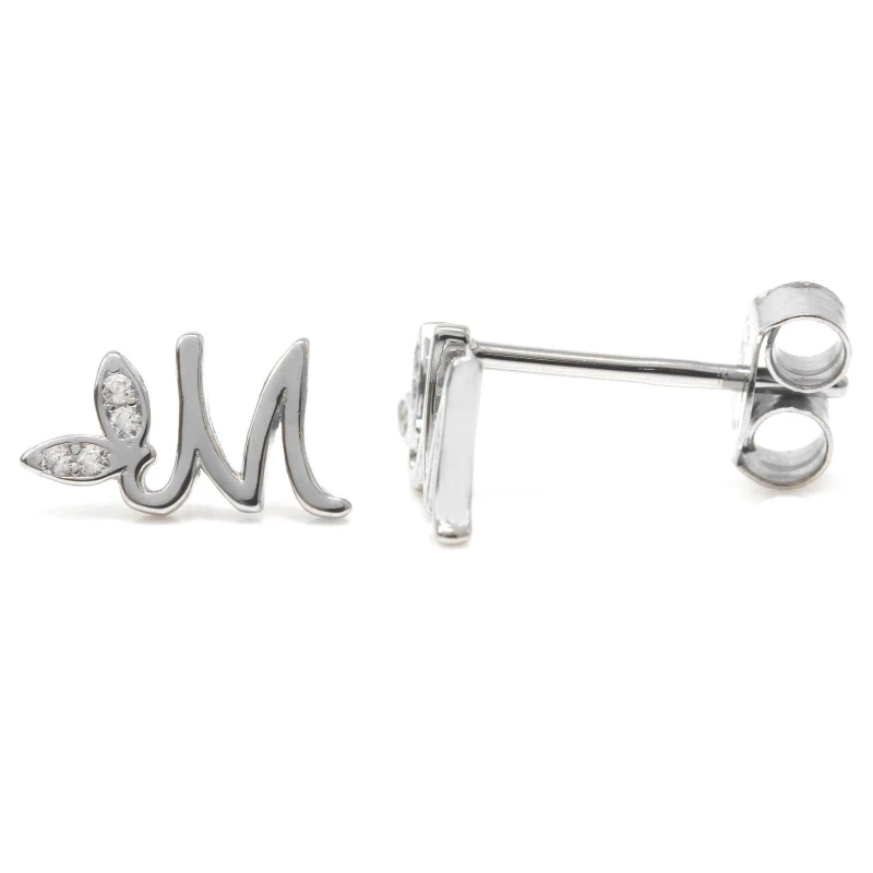 Image of Say It With Winged Initial Earring Pair - Sterling Silver - M Silver Unisex One Size