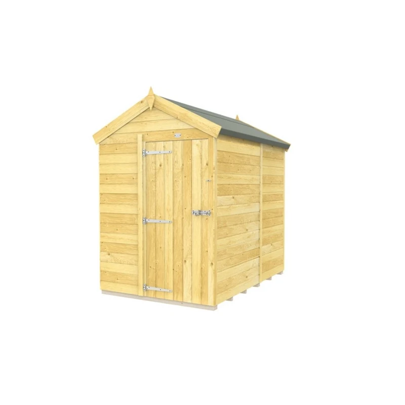 Image of Buttercup Farm 5 x 7 Feet Apex Shed - Single Door W/O Windows - L214 x W147 x H217cm in Brown Brown Unisex
