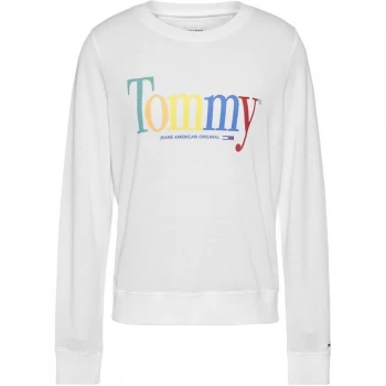 Image of Tommy Jeans Colour Logo Crew Sweatshirt - White YBR
