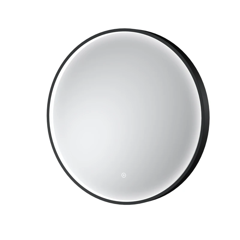 Image of Balterley Round Inset Framed LED Touch Sensor Mirror - 600mm - Black Black