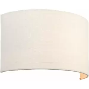 Image of Fabric LED Wall Light Vintage White Semi Circle Linen Shade Sleek Lamp Fitting