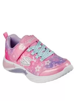 Image of Skechers Girls Star Sparks Lighted Gore & Strap Trainer, Pink Multi, Size 10 Younger
