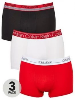 Image of Calvin Klein 3 Pack Trunk, White/Black/Red Size M Men