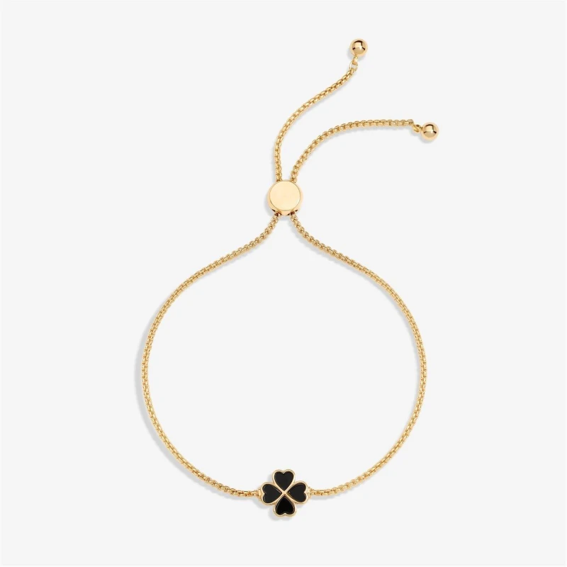 Image of Jon Richard Gold Plated Jet Heart Clover Toggle Bracelet Gold female One Size