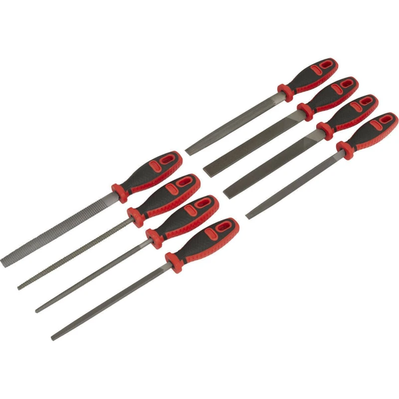 Image of Loops 8 Piece Engineers File & Wood Rasp Set - Double Cut - Medium-Coarse - Soft Grip Multi