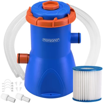 Image of Pool Pump 1140, 2280, 3400, 3800 L/h Flow Rate 15-90W Pump Output Hoses Filter Cartridge Filter Pump 40Watt 262x175x175mm (de) - Monzana