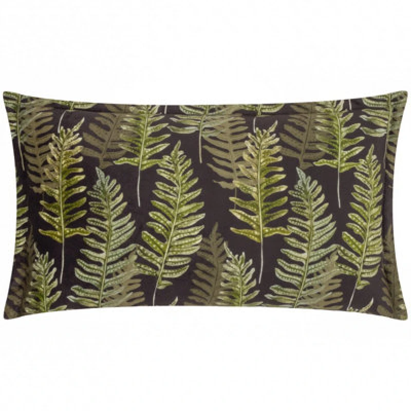 Image of Kielder Forest Fern Night Printed Velvet Cushion Black / 30 x 50cm / Polyester Filled