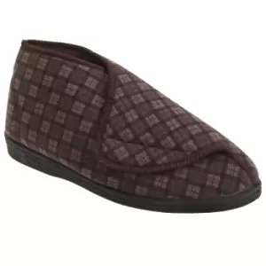Image of Comfylux Mens James Check Boot Slippers (9 UK) (Brown)