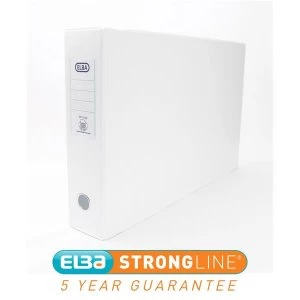 Image of Elba A3 Lever Arch File 2 Ring PVC 80mm Landscape White Pack of 2