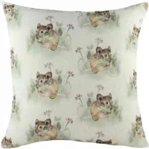 Image of Evans Lichfield Hedgerow Mouse Cushion Cover (One Size) (Brown/Green) - Brown/Green