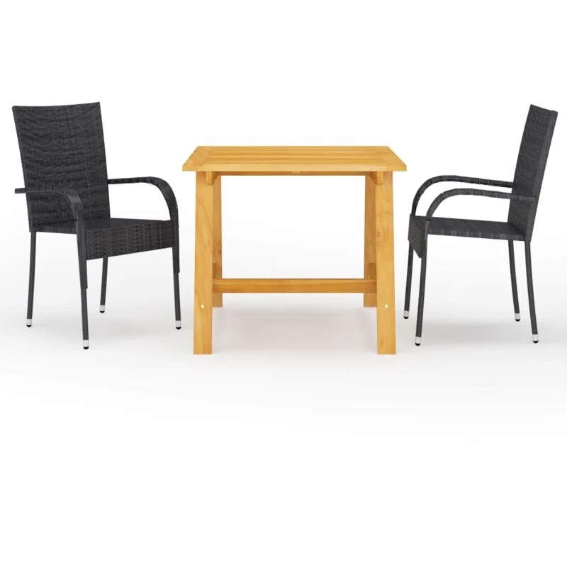 Image of VIDAXL 3 Piece Garden Dining Set Black vidaXL 8720286335697