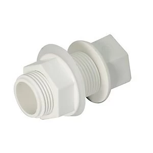 Image of FloPlast OS14W Overflow System Straight Tank Connector - White 21.5mm