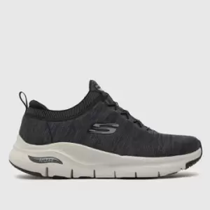 Image of SKECHERS Black & Grey Arch Fit Waveport Trainers