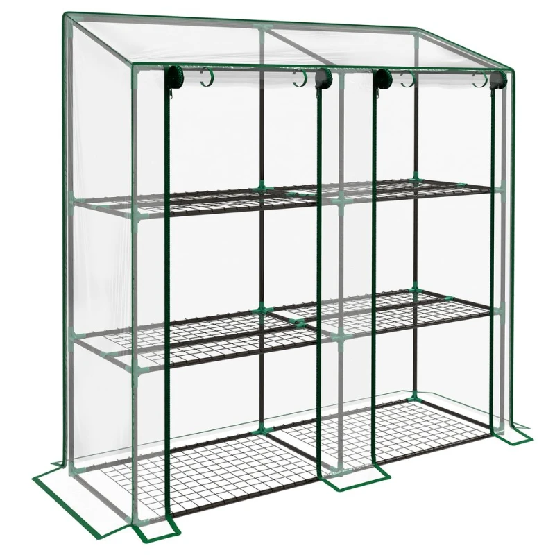 Image of Outsunny Mini Green House w/ 3 Tier Shelves - Clear, Clear 84H-065V00CR