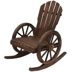 Image of Outsunny Rocking Chair 84A-126 Fir Wood Carbonized Wood