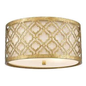 Image of 2 Light Flush Mount Ceiling Light Gold, E27