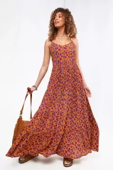 Image of Beaded Strappy Bold Animal Print Maxi Dress