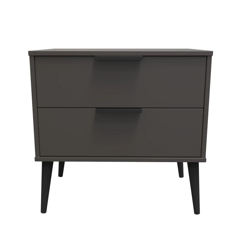 Image of Fuji 2 Drawer Side Table In Graphite (Ready Assembled)