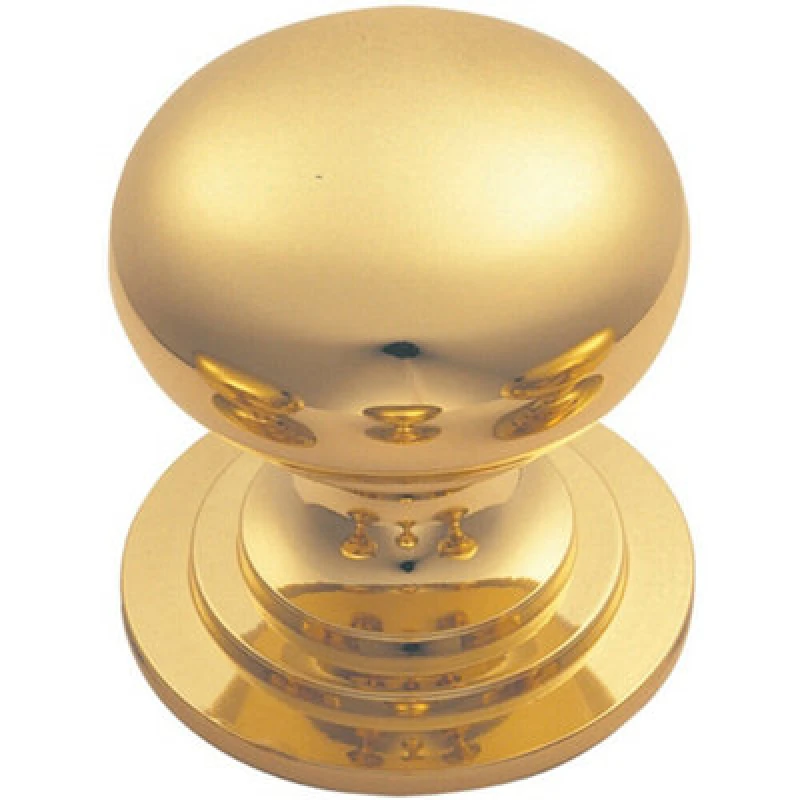 Image of Loops Victorian Round Cupboard Door Knob 25mm Dia Polished Brass Cabinet Handle Metallics unisex
