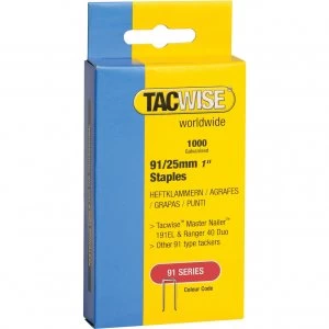 Image of Tacwise Type 91 Narrow Staples 25mm Pack of 1000