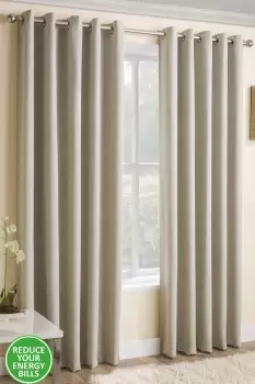 Image of Pair of Eyelet Thermal Noise reducing Dim Out Curtains