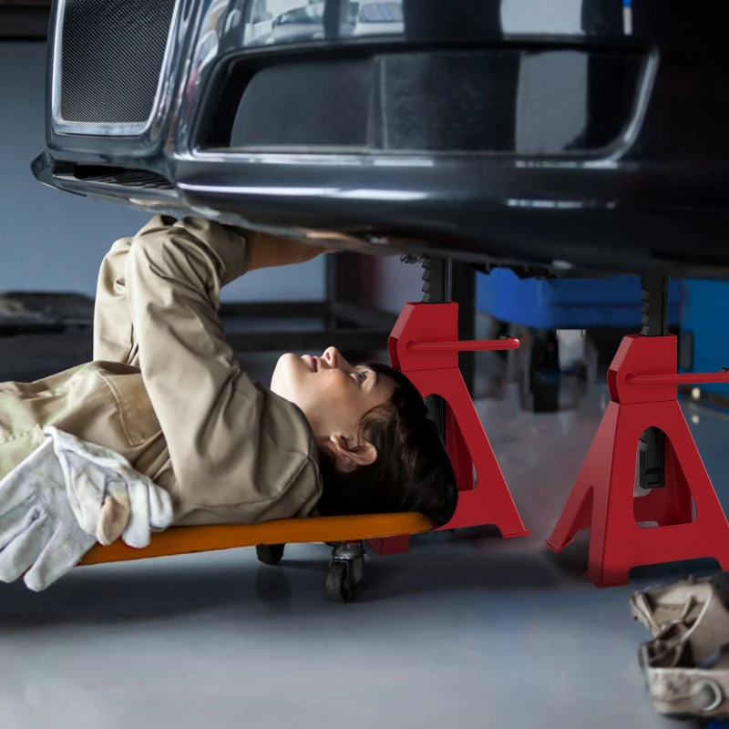 Image of HOMCOM HOMCOM 2 Ton Axle Stands, Adjustable Car Jack Stands, Pack of 2, Red Red One Size Unisex 5063603576186