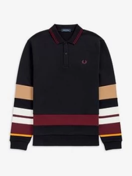 Image of Fred Perry Striped Sleeve Polo Shirt, Black, Size S, Men
