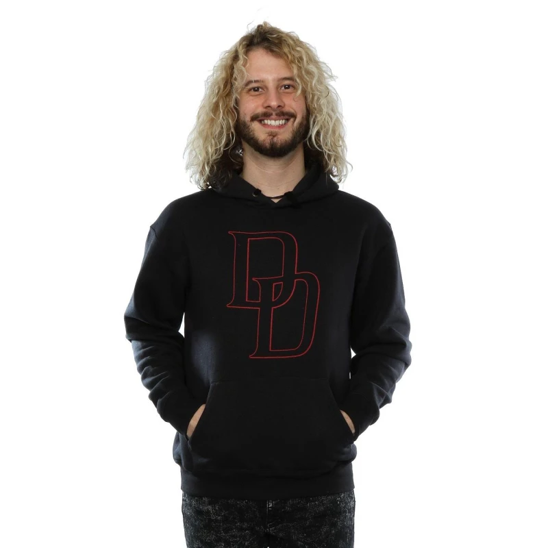 Image of Marvel Marvel Men Daredevil Logo Outline Hoodie in Black Size: Small Black S Male 5057068082917