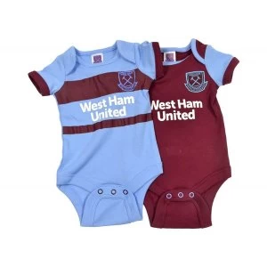 Image of West Ham Two Pack Body Suit Home and Away 6-9 Months